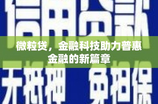 顺河微粒贷，金融科技助力普惠金融的新篇章