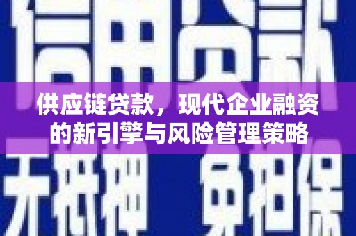顺河供应链贷款，现代企业融资的新引擎与风险管理策略