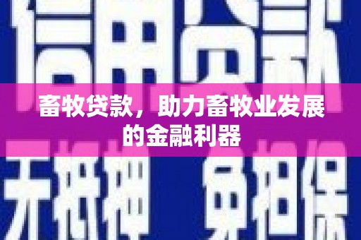 顺河畜牧贷款，助力畜牧业发展的金融利器