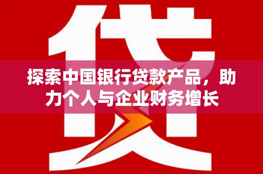 顺河探索中国银行贷款产品，助力个人与企业财务增长