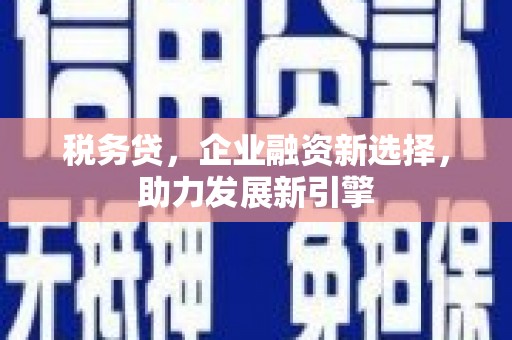 顺河税务贷，企业融资新选择，助力发展新引擎
