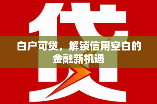 顺河白户可贷，解锁信用空白的金融新机遇