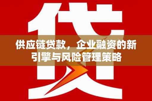 顺河供应链贷款，企业融资的新引擎与风险管理策略